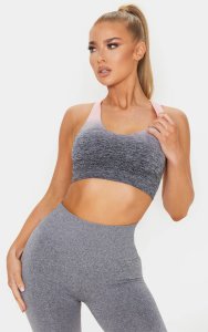 Prettylittlething Pink marl ombre seamless padded sports bra