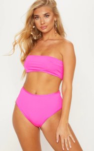 Prettylittlething Pink mix & match high waisted bikini bottom