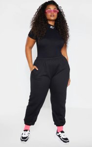 Prettylittlething Plus black casual jogger