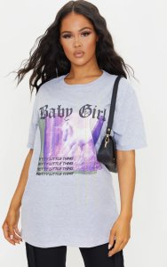PRETTYLITTLETHING Grey Printed Baby Girl T Shirt