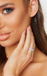 Prettylittlething Silver pave rounded ring