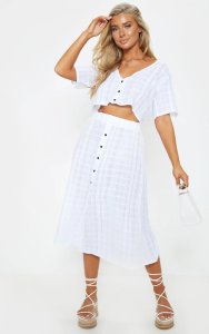 Prettylittlething White button up beach skirt