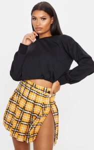 Yellow Check Tennis Side Split Skirt