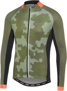 Madison Sportive Thermal Roubaix Hex Camo LS Jersey Olive/Red