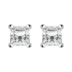 C W Sellors Diamond Jewellery 18ct white gold 0.31ct diamond princess cut stud earrings