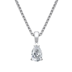 18ct White Gold 0.42ct Diamond Pear Cut Solitaire Necklace