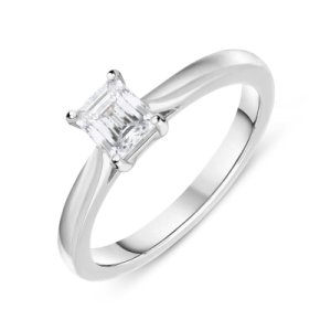 C W Sellors Diamond Jewellery 18ct white gold 0.50ct diamond emerald cut solitaire ring