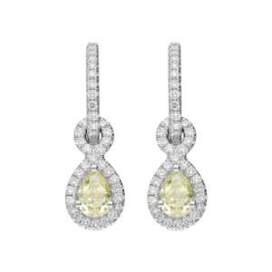 18ct White Gold 0.66ct Yellow Diamond Pear Drop Earrings