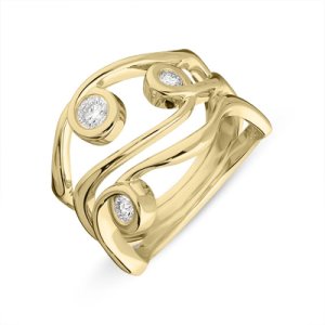 C W Sellors Diamond Jewellery 18ct yellow gold 0.35ct diamond bubble ring