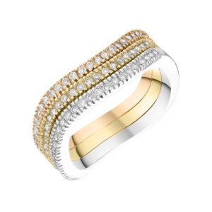 C W Sellors Diamond Jewellery 18ct yellow white rose gold 1.00ct diamond wave multi ring