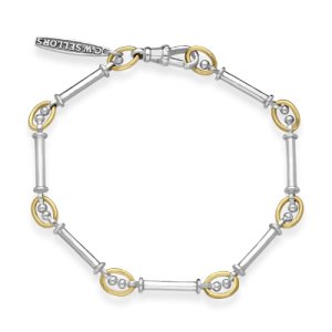 9ct White and Yellow Gold Bar Link Handmade Bracelet