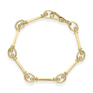 C W Sellors 9ct yellow gold bar link handmade bracelet