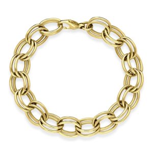 C W Sellors 9ct yellow gold double link handmade bracelet