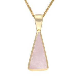 C W Sellors 9ct yellow gold pink mother of pearl triangle necklace