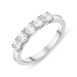 Platinum 1.12ct Diamond Five Stone Half Eternity Ring