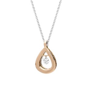 Ponte Vecchio Vega 18ct Rose Gold 0.09ct Diamond Pear Necklace