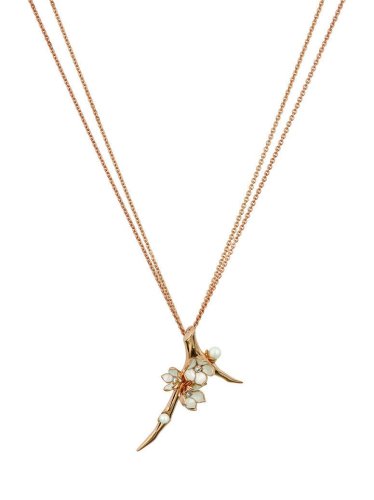 Shaun Leane Cherry Blossom Rose Gold Vermeil 0.19ct Diamond Pearl Flower Necklace