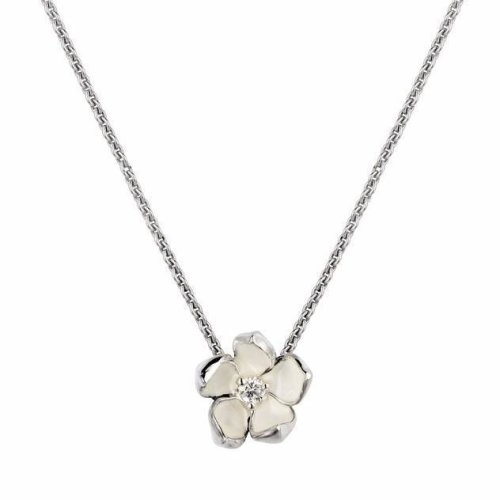 Shaun Leane Cherry Blossom Sterling Silver 0.07ct Diamond Large Flower Necklace