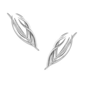Shaun Leane White Feather Sterling Silver 0.16ct Diamond Climber Earrings D