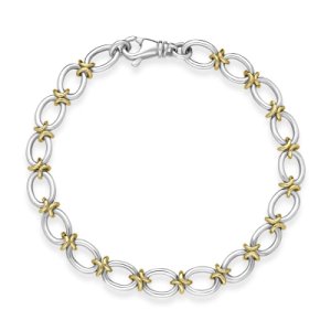 Sterling Silver 18ct Yellow Gold Linked Handmade Bracelet