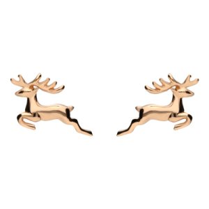 C W Sellors Sterling silver and rose gold reindeer stud earrings