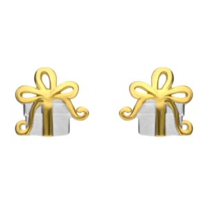 C W Sellors Sterling silver and yellow gold present stud earrings