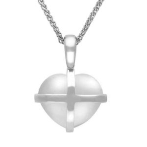 C W Sellors Sterling silver bauxite small cross heart necklace