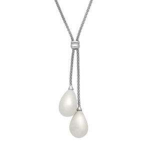 Sterling Silver Bauxite Two Stone Drop Necklace