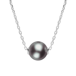 C W Sellors Sterling silver black pearl bead necklace