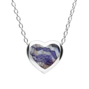 Sterling Silver Blue John Framed Heart Necklace