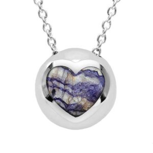 Sterling Silver Blue John Heart Sphere Necklace