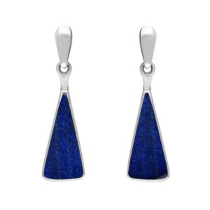 C W Sellors Sterling silver lapis lazuli triangle drop earrings