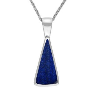 Sterling Silver Lapis Lazuli Triangle Necklace