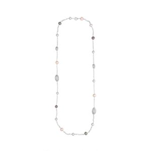 Sterling Silver Multi-coloured Pearl Beaded Necklace