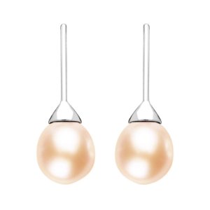 Sterling Silver Peach Pearl Hook Drop Earrings