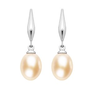 Sterling Silver Pearl Peach Drop Earrings