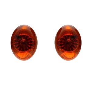 Sterling Silver Red Amber Oval Pebble Stud Earrings