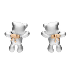 Sterling Silver Rose Gold Teddy Bear Stud Earrings
