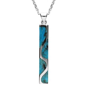 Sterling Silver Turquoise Four Stone Curved Oblong Necklace