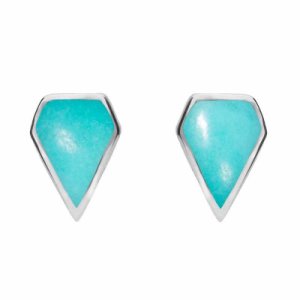 C W Sellors Sterling silver turquoise kite stud earrings