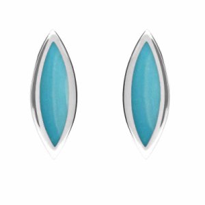 C W Sellors Sterling silver turquoise toscana marquise stud earrings