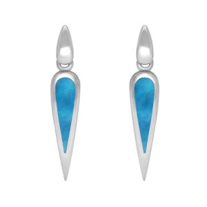 Sterling Silver Turquoise Toscana Slim Pear Drop Earrings