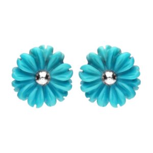 C W Sellors Sterling silver turquoise tuberose daisy stud earrings