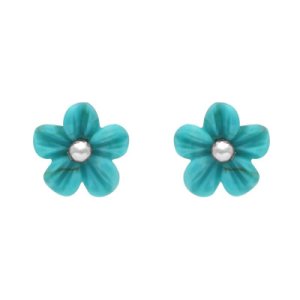Sterling Silver Turquoise Tuberose Desert Rose Stud Earrings