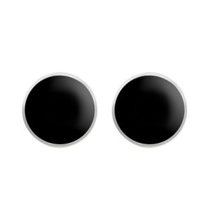 Sterling Silver Whitby Jet 6mm Classic Medium Round Stud Earrings
