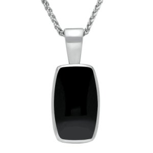 C W Sellors Sterling silver whitby jet barrel shaped necklace