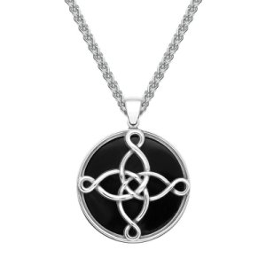 Sterling Silver Whitby Jet Large The Mission Logo Necklace