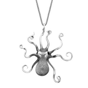 C W Sellors Sterling silver whitby jet octopus necklace