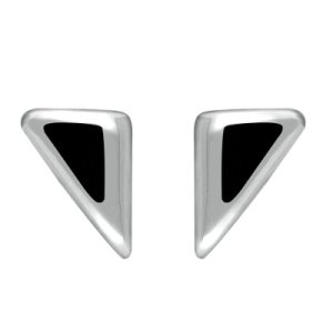 Sterling Silver Whitby Jet Triangular Freeform Stud Earrings