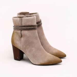 Ankle Boot Camurça Bege Taupe
